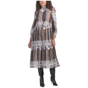NANCY YANG Tie Waist Midi Dress